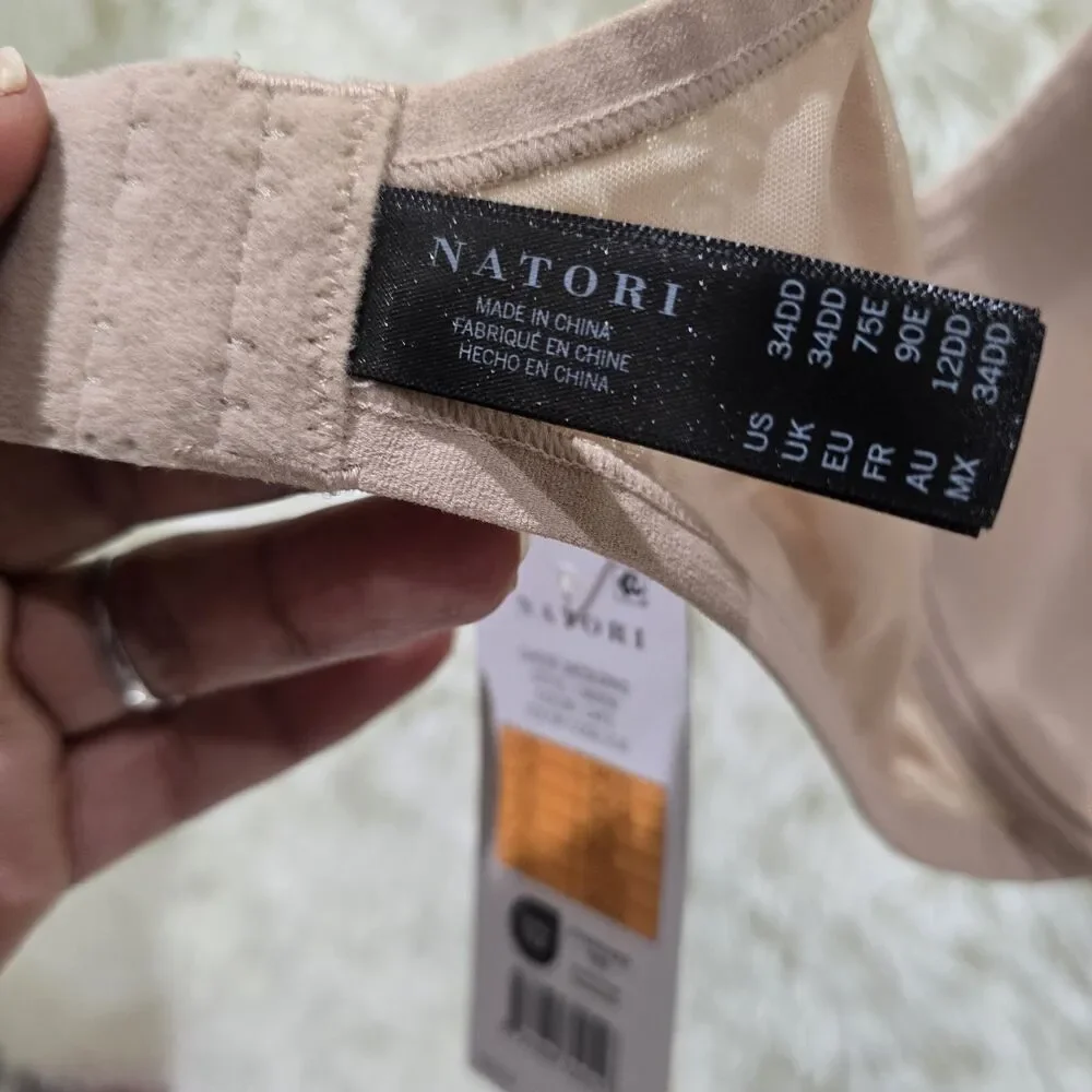 Natori 136059 Sheer Jacquard Full Fit Contour Underwire Bra Beige Floral 34DD.